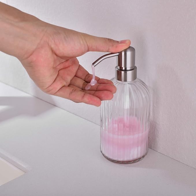 Glass Soap Dispensers for Kitchen and Bathroom, 16oz Heavey Glass Bottle - Image 4