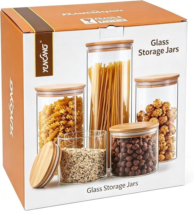 YUNCANG Glass Storage Jars, Nuts and Spice Jars - Image 4