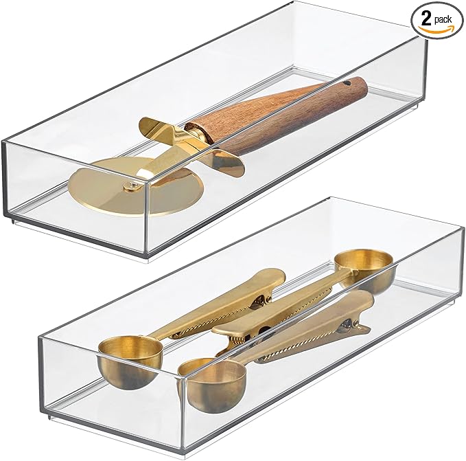 iDesign Clarity Drawer, Kitchen and Bathroom Organization Silverware, Large-Set by iDesign