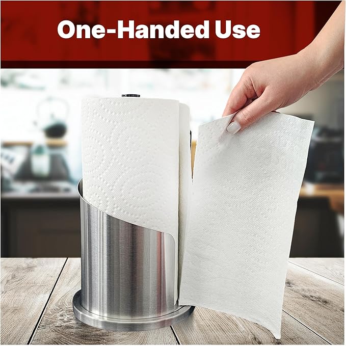 Stainless Steel Paper Towel Holder Countertop, Modern Spiral Cover Design - Image 5