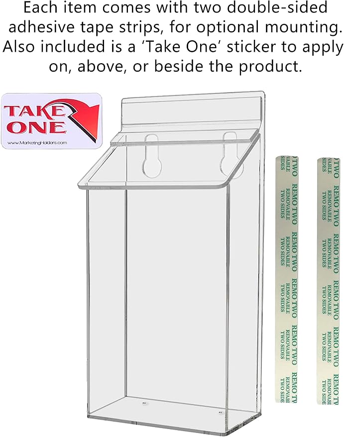 Outdoor Brochure Box with Lid Clear Acrylic Wall Mount Outside Bin Holds 4" x - Image 4