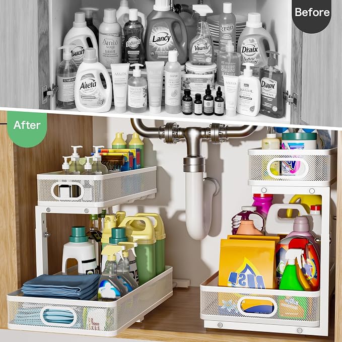 Under Sink Organizer, High Adjustable 2 Tier Under Sink Organizers and Storage - Image 3
