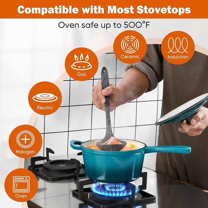 Homikit Cast Iron Sauce Pan, 2 Quart Enameled Cast Iron Saucepan - Image 5