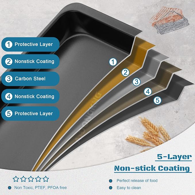 Baking Sheet Pans, Cookie Tray, Nonstick Heavy Carbon Steel Bakeware, 12 X 7.5 - Image 3