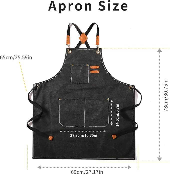 Tosewever Canvas Cross Back Chef Cotton Aprons - Image 7