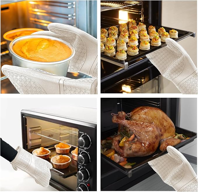 Hovico Silicone Oven Mitts, Heat Resistant 500F Kitchen Mitts 2PCS, 11.6" - Image 7