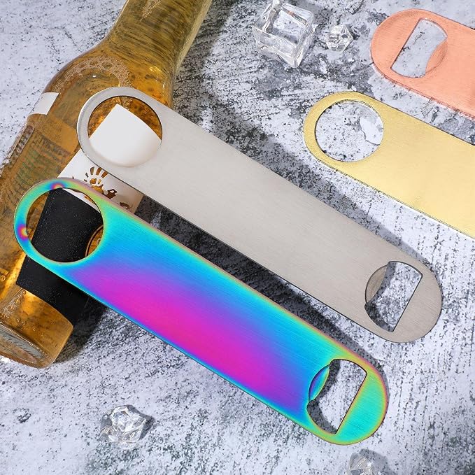 4 Pcs Heavy Duty Stainless Steel Flat Bottle Opener Bartender 7 Inch Solid Beer - Image 5