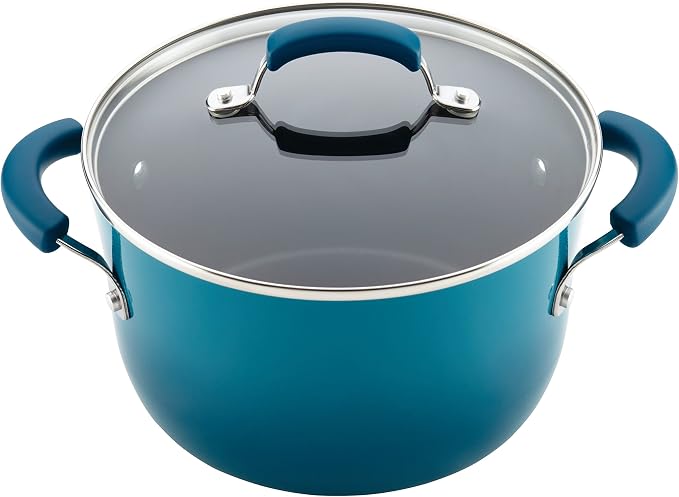 Rachael Ray Brights Nonstick Cookware Pots and Pans Set, 10 Piece, Marine Blue - Image 7