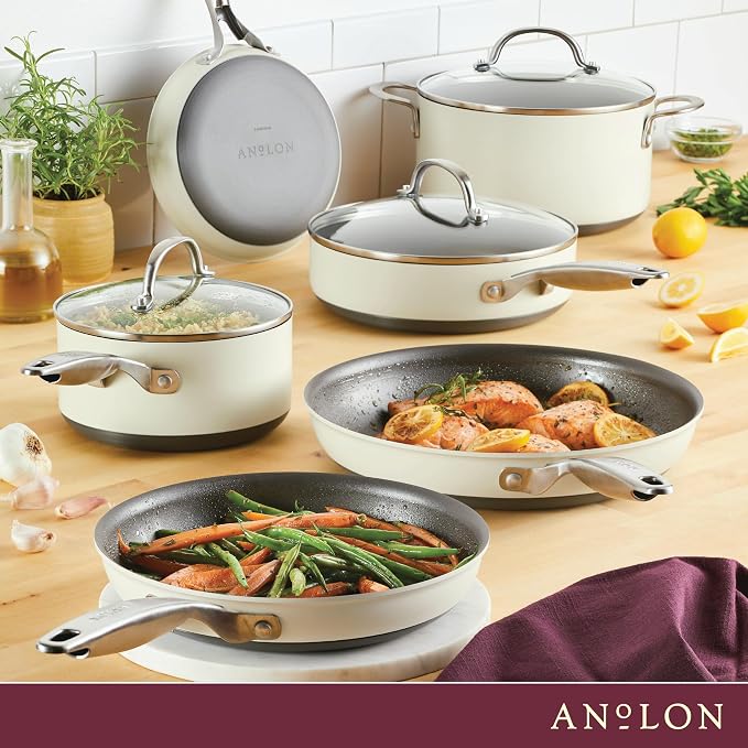 Anolon Achieve Hard Anodized Nonstick Cookware Pots and Pans Set, 9 Piece - Image 9
