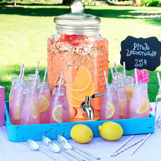 3 Pcs 1 Gallon Beverage Dispensers Glass Drink Dispenser - Image 6