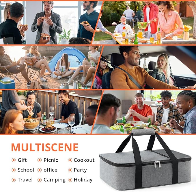 Insulated Casserole Carrier for Hot or Cold Food, Pie Carrier Bag Lunch Tote - Image 7