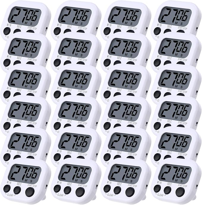 Leumoi 24 Pcs Digital Kitchen Timers Magnetic Back Timers Bulk Large Screen by Leumoi