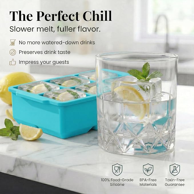 KitchFort Large Silicone Ice Cube Tray, Easy Release 2" Big Ice Cubes - Image 4