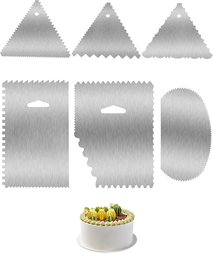 New 6pcs Cake Scraper 430 stainless Decorating Comb and Icing Smoother by YQBOOM