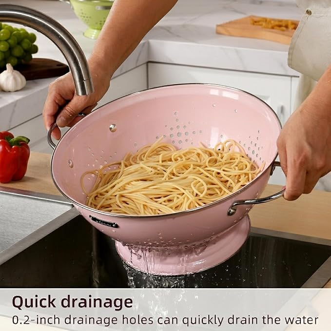Metal Colander 2 Pack, Strainer Bowel - Image 2