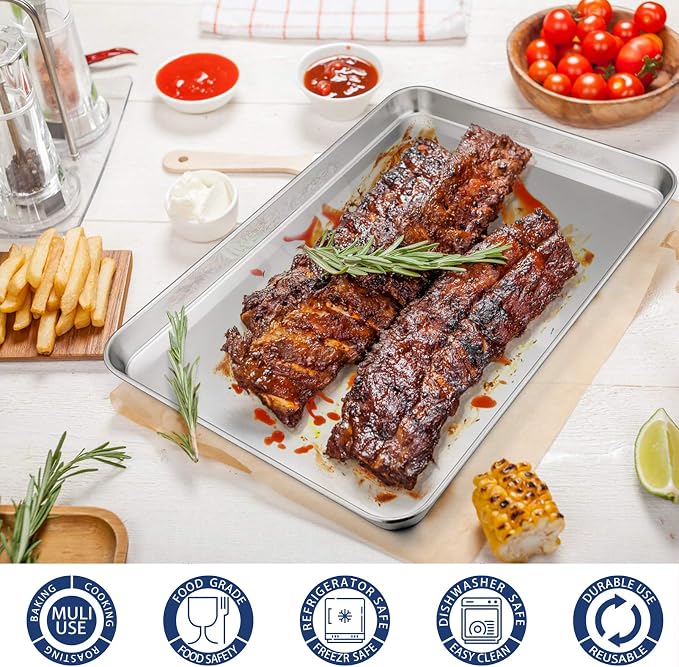 P&P CHEF 16 Inch Baking Cookie Sheet, Oven Pan Tray Stainless Steel Sheet Pan - Image 6