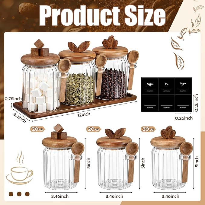 Suclain 3 Pcs Glass Coffee Container - Image 2