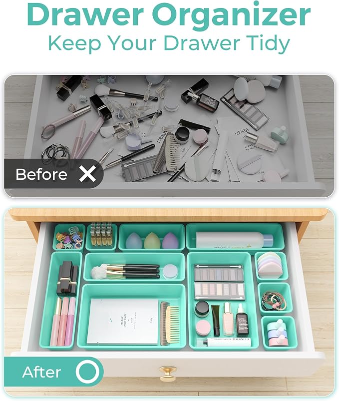 BiuLeon 25 PCS Plastic Drawer Organizers Set, 4-Sizes Vanity and Makeup - Image 4