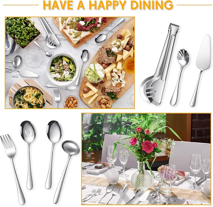 Patelai Serving Utensils Set Include Stainless Steel Large Spoons Slotted - Image 5