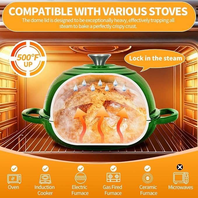 ONKO Dutch Oven For Sourdough Bread Baking, 6QT Enameled Cast Iron Dutch Oven - Image 2