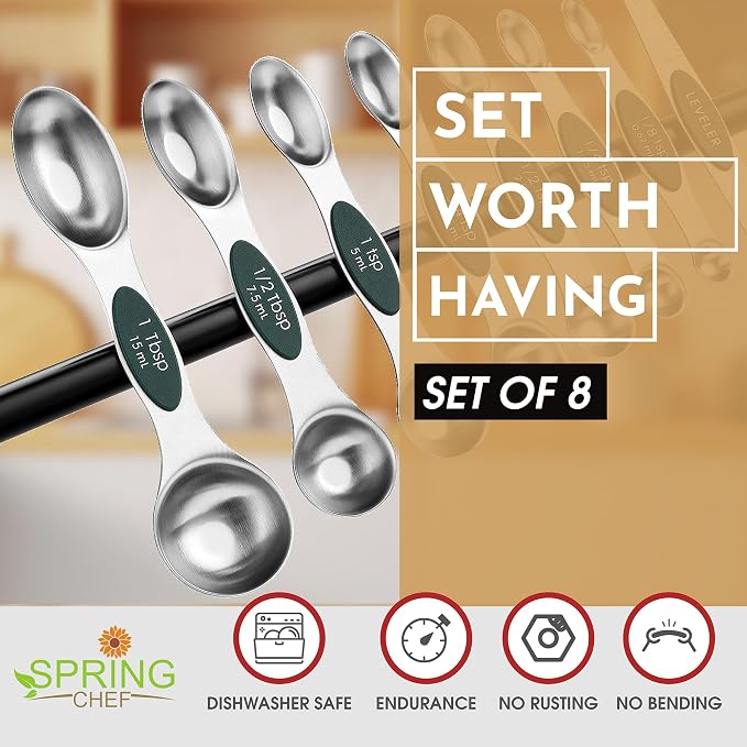Spring Chef Stainless Steel Magnetic Measuring Spoons Set of 8 - Image 2