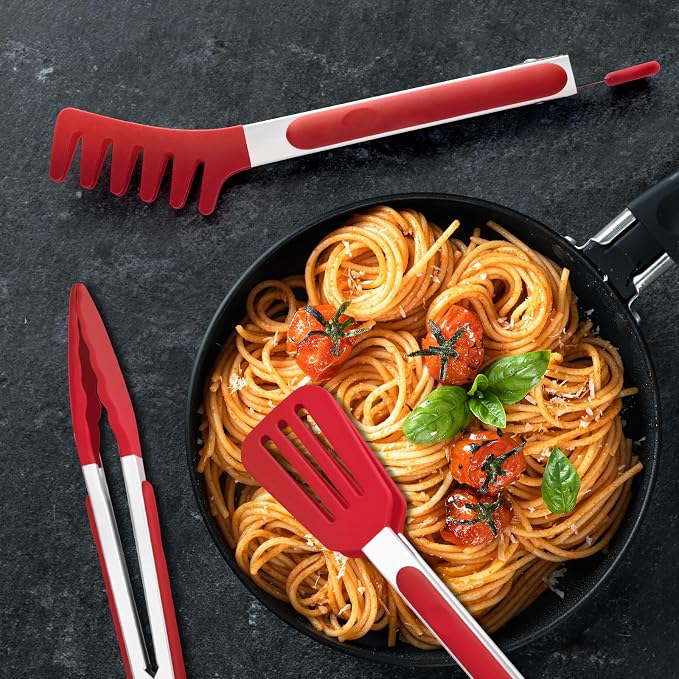 3 Pack Silicone Tongs for Cooking, Maywe Tanso 9 Inch Cooking Kitchen Tongs - Image 5