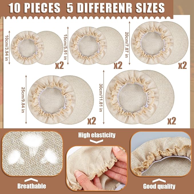 Patelai 10 Pcs Bowl Covers Reusable in 5 Size Stretch Cloth Fabric Elastic Food - Image 6
