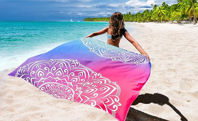 WIWIGO Beach Blanket Waterproof Sandproof Beach Mat 79" X 83"/10'x9'for 2-8 - Image 6