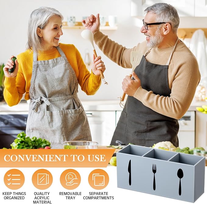 Suzile Acrylic Cutlery Storage Organizer Bin Silverware Caddy Countertop Knife - Image 5