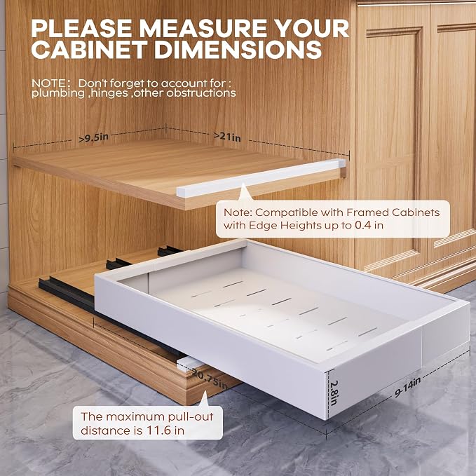 Seinloes 2 Pack Expandable Pull Out Cabinet Organizer 21" Deep - Image 4