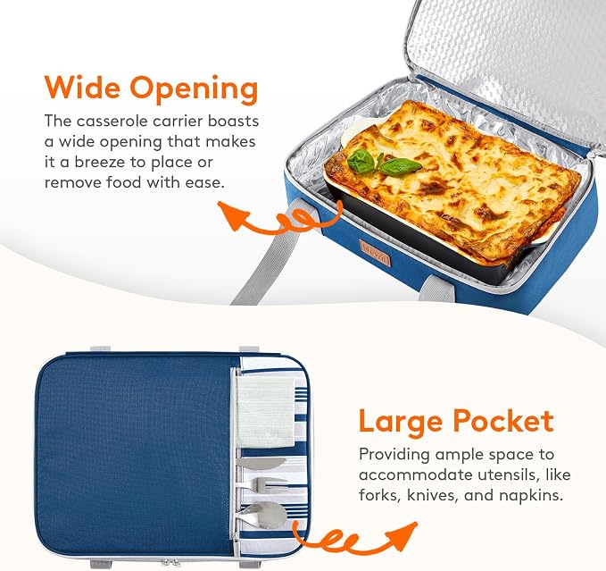 Lifewit Insulated Double Decker Casserole Carrier, Expandable Lasagna Lugger - Image 6