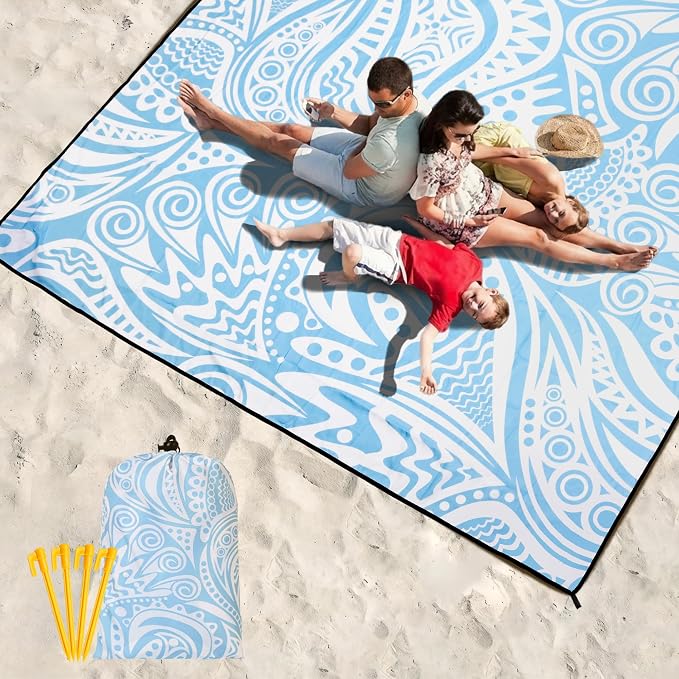 HIHOHO Beach Blanket Waterproof Sandproof Extra Large Beach Mat 79" X - Image 6