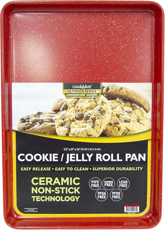 casaWare 3pc Ultimate Commercial Weight Cookie Sheet Set, Two 15 x 10-Inch Pans - Image 2