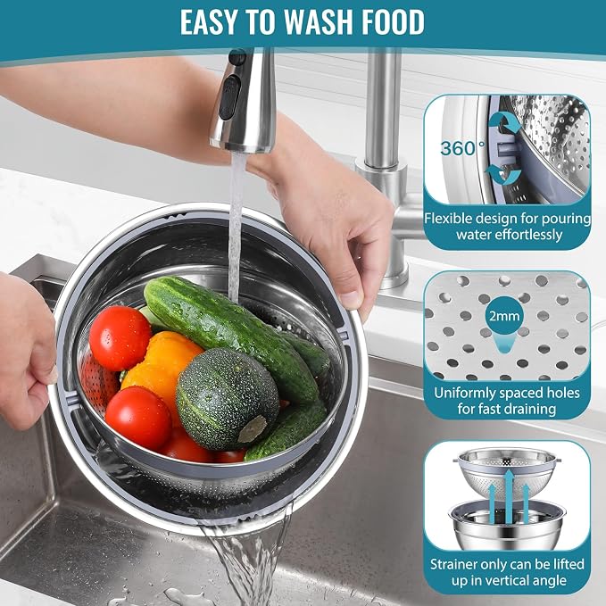 P&P CHEF 4-In-1 Stainless Steel Colander - Image 3