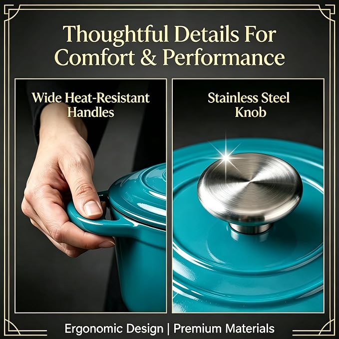 QuliMetal Enameled Cast Iron Cookware Set, 4-Piece Pots and Pans Set - Image 9
