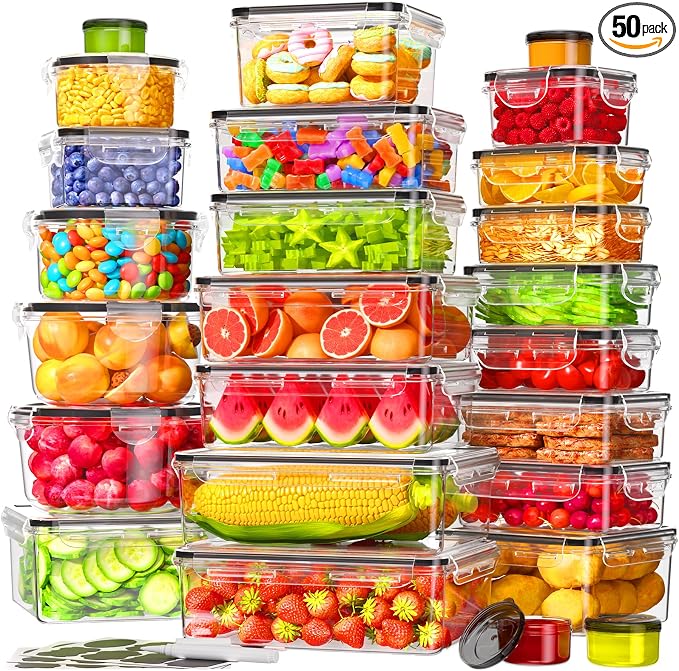 50 PCS Food Storage Containers by KEMETHYFocusesonCreatingEfficientStorageProductswithQualityMaterials
