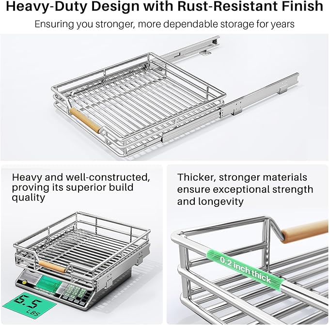 Pull out Cabinet Organizer, Heavy Duty Smooth Sliding Under Cabinet Shelves - Image 6