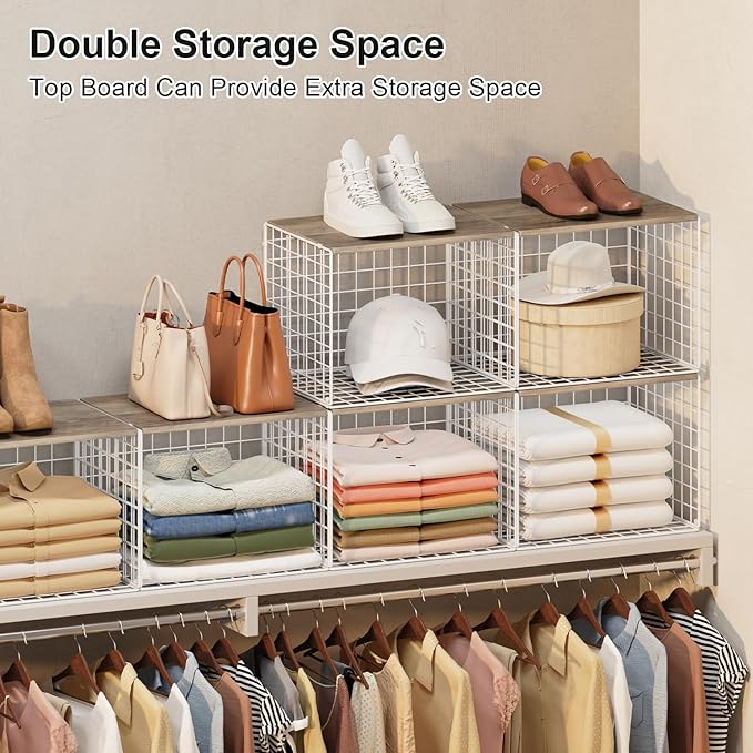 6 Pack Closet Organizers And Storage, Stackable Closet Shelf Organizer Storage - Image 5