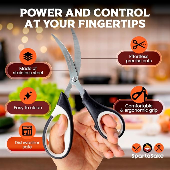 SpartaSake 2-Pack Premium Stainless Steel All Purpose Kitchen Shears - Image 6