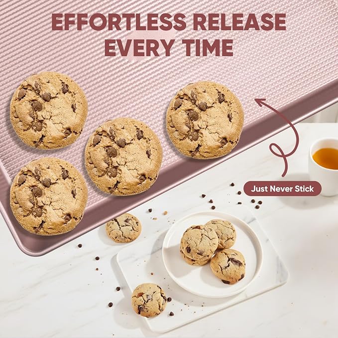 Sakerplus Nonstick Baking Sheet Pan Set of 3, Heavy Duty Cookie Sheets - Image 7