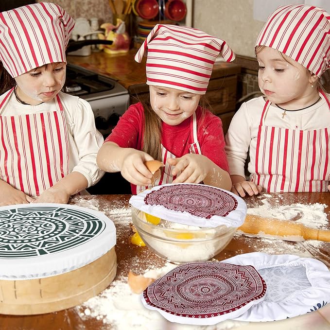 Patelai 10 Pcs Bowl Covers Reusable in 5 Size Stretch Cloth Fabric Elastic Food - Image 6
