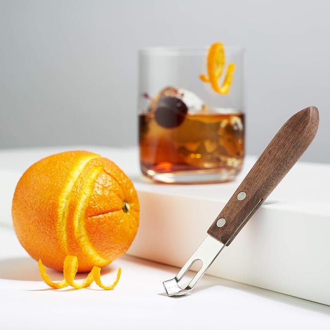 Viski Channel Knife, Citrus Zester and Orange Peeler Tool, Walnut Wood and - Image 7
