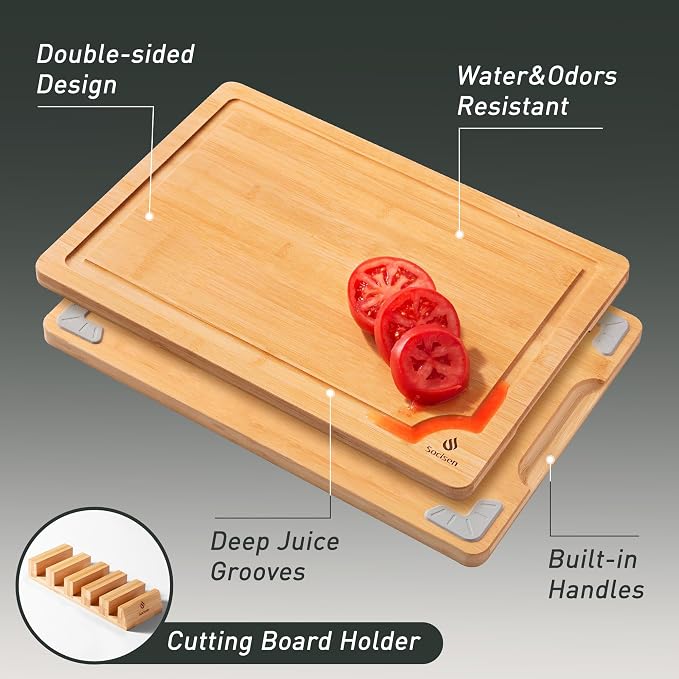 5 Packs Bamboo Cutting Board Set - Image 4