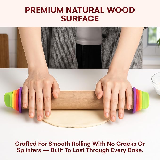 Kitchtic Rolling Pin with Thickness Rings - Image 3