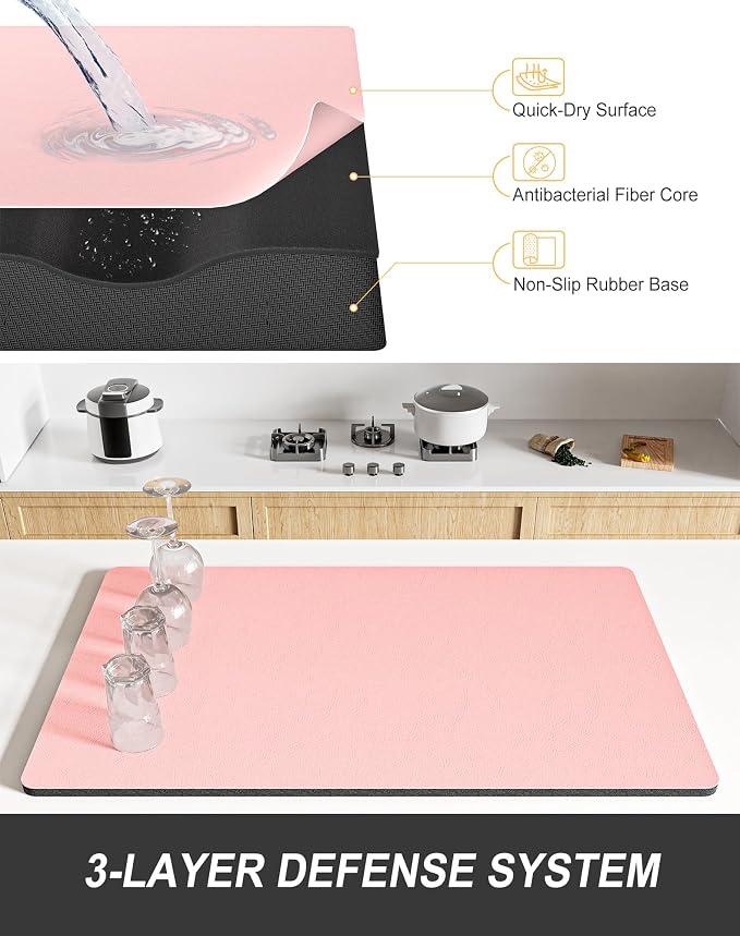 Rnivvi Dish Drying Mat for Kitchen Counter, 12 x 19" Super Absorbent Drainer - Image 4