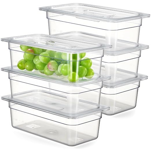 CURTA 6-Pack 1/3 Size 4" Deep NSF Polycarbonate Food Pans by CURTA