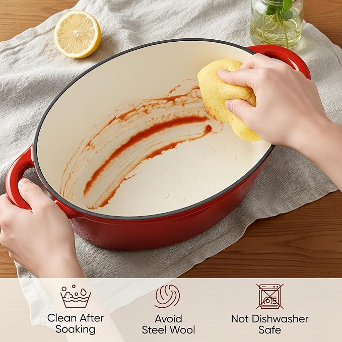 Oval Dutch Oven for Bread Baking, 4.5 Quart Non Stick Enameled Cast Iron Dutch - Image 7