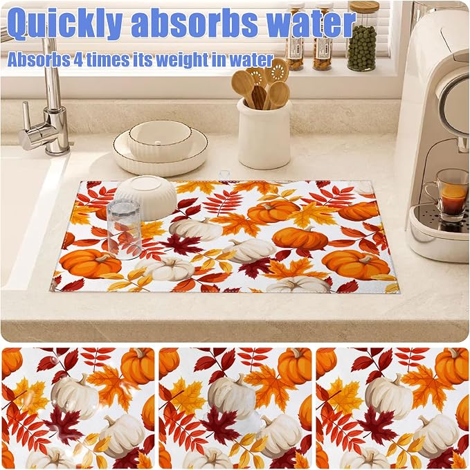 Fall Pumpkin Maple Dish Drying Mat - Image 4