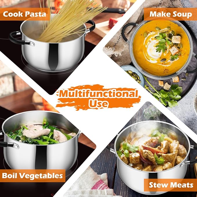 P&P CHEF Stainless Steel Stock Pot, 5 Qt Cooking Soup Pot - Image 5