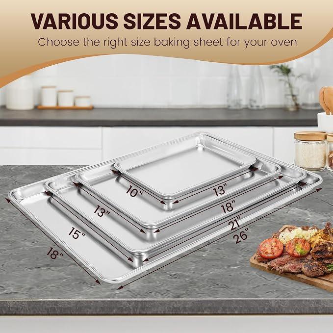 BIEAMA 6 Pack Half Size Baking Sheet Pan Aluminum Commercial Pan - Image 8